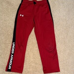 Under Armour Kids Red Joggers with Black Side Panels